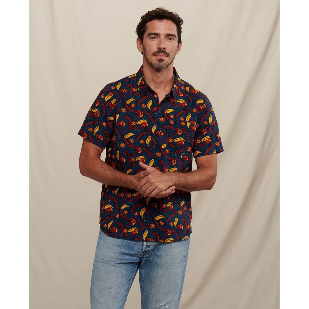 Toad&Co Mens Fletch Shirt Organic Cotton Fruit Print Sz XXL Gorpcore Outdoorsy